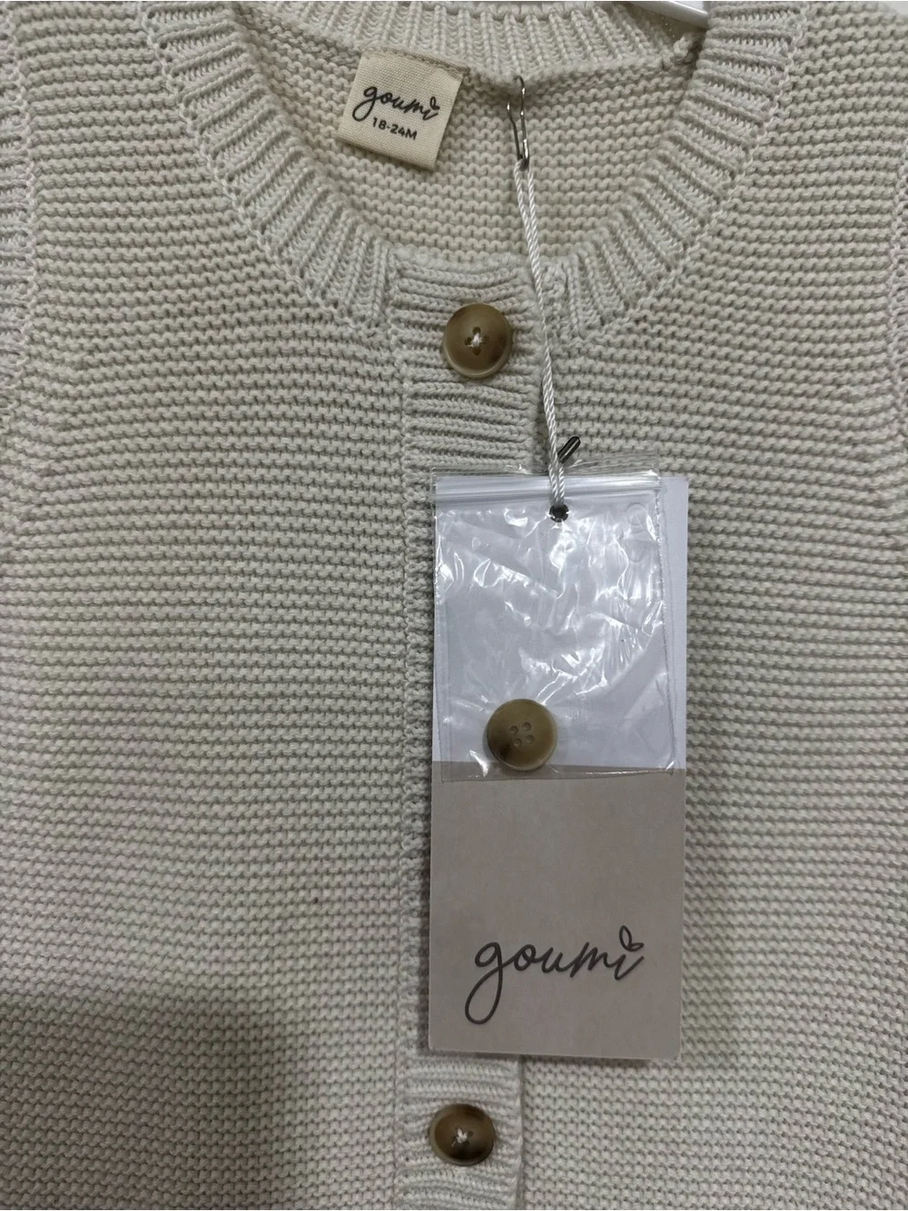 NWT Goumi Gender Neutral Cream Knit Button Romper 18-24M